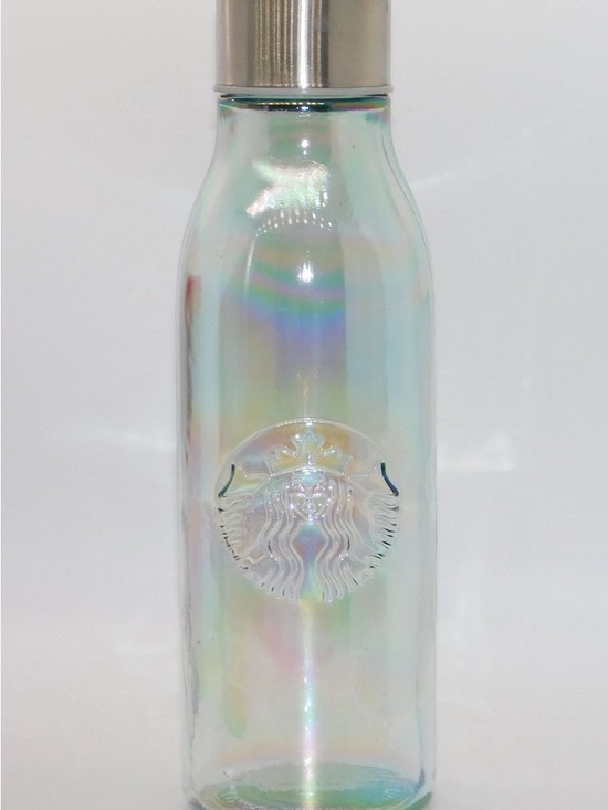 Starbucks Other - Starbucks Iridescent Rainbow Glass Water Bottle - Silver Cap